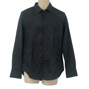 Robert Graham Men's LS Button Down Shirt Black/Blue Embroidered Flip Cuff Size S